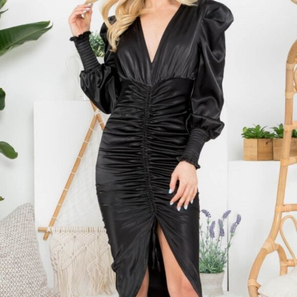 Stunning Black Satin Dress - Picture 2 of 4